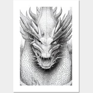 Dragon Legend Wild Nature Illustration Line Epic Illustration Line Art Posters and Art